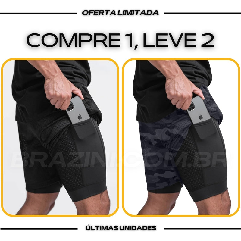 Shorts Dry-Fit™ de Compressão BZN - COMPRE 1 LEVE 2 + Brinde