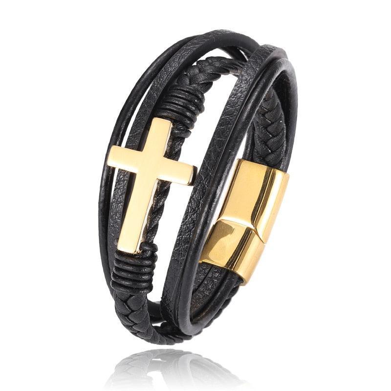 Pulseira de Cruz em Couro - Classic Christ