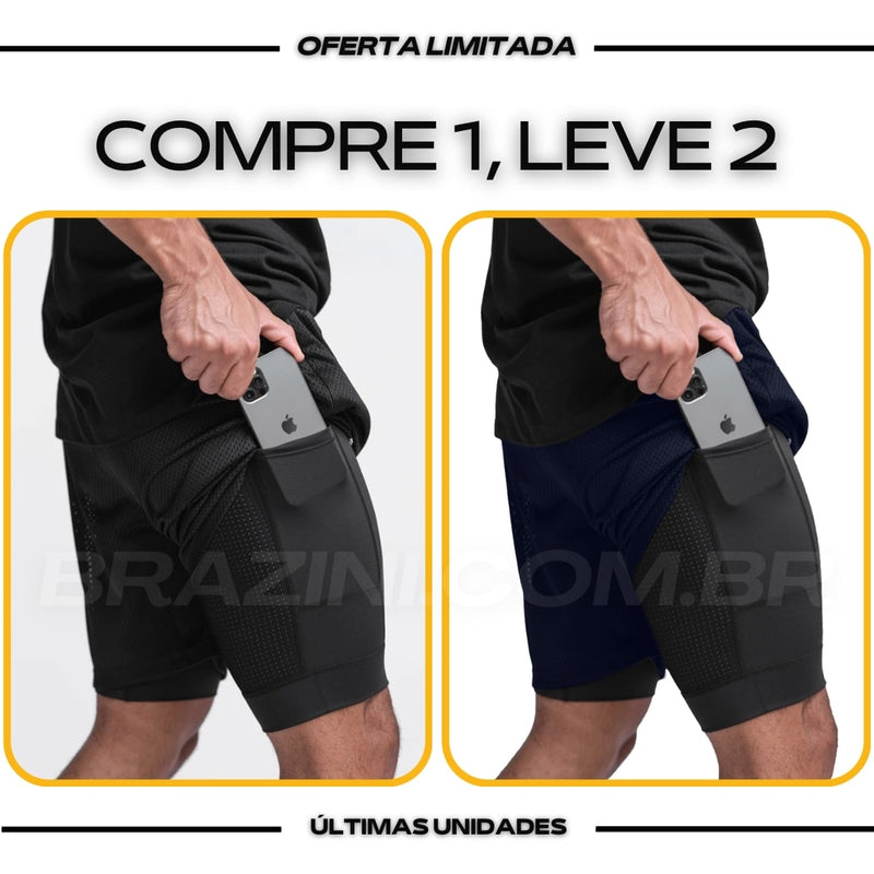 Shorts Dry-Fit™ de Compressão BZN - COMPRE 1 LEVE 2 + Brinde