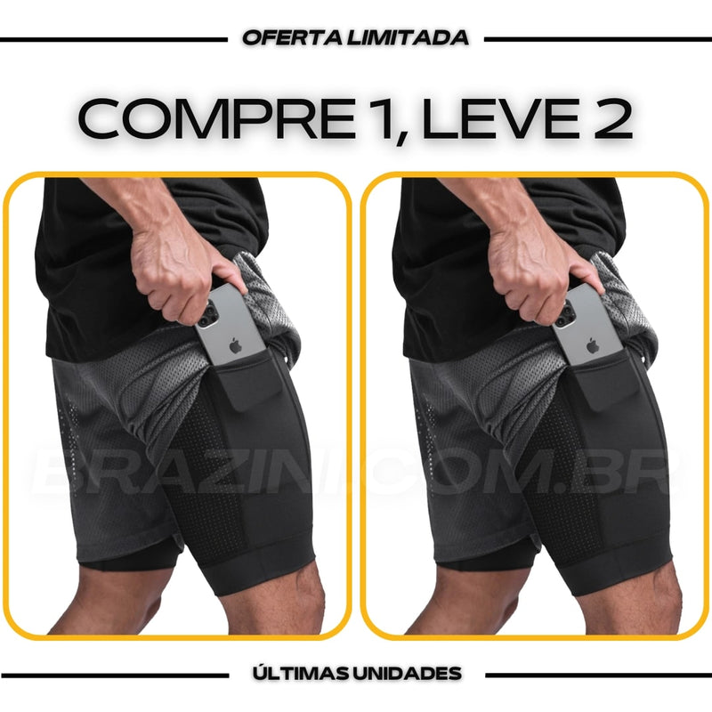 Shorts Dry-Fit™ de Compressão BZN - COMPRE 1 LEVE 2 + Brinde