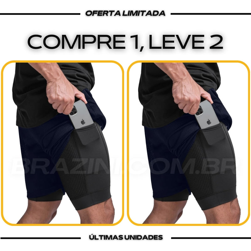 Shorts Dry-Fit™ de Compressão BZN - COMPRE 1 LEVE 2 + Brinde