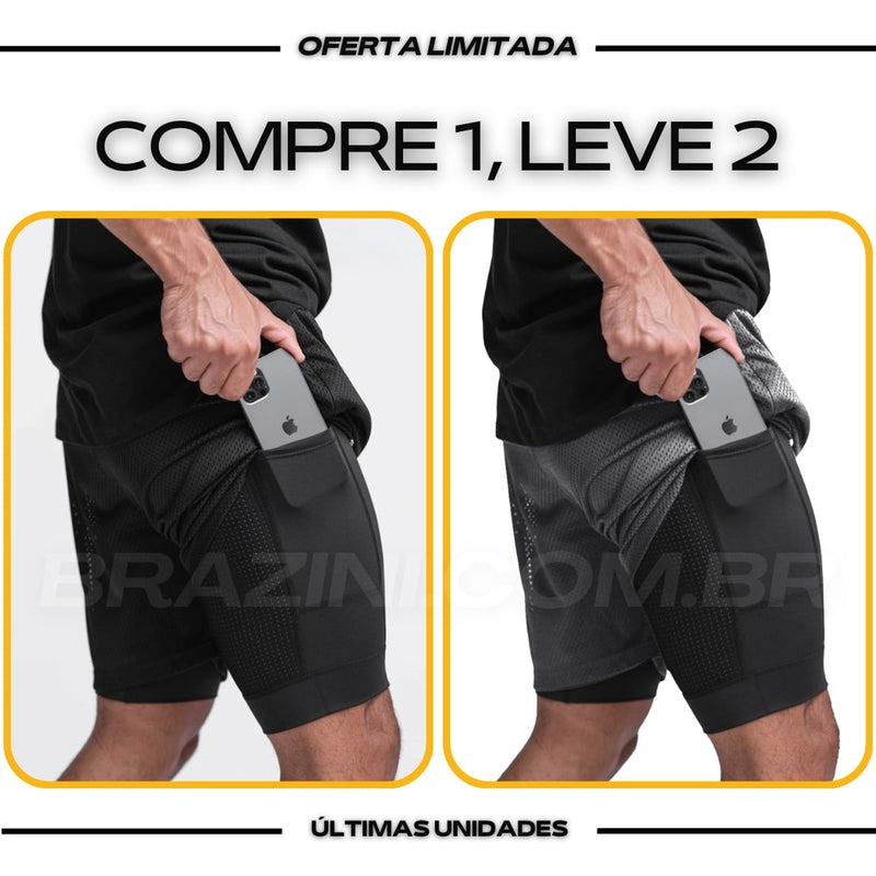 Shorts Dry-Fit™ de Compressão BZN - COMPRE 1 LEVE 2 + Brinde