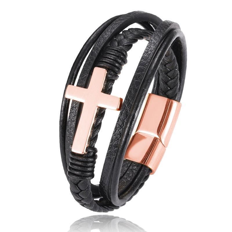 Pulseira de Cruz em Couro - Classic Christ