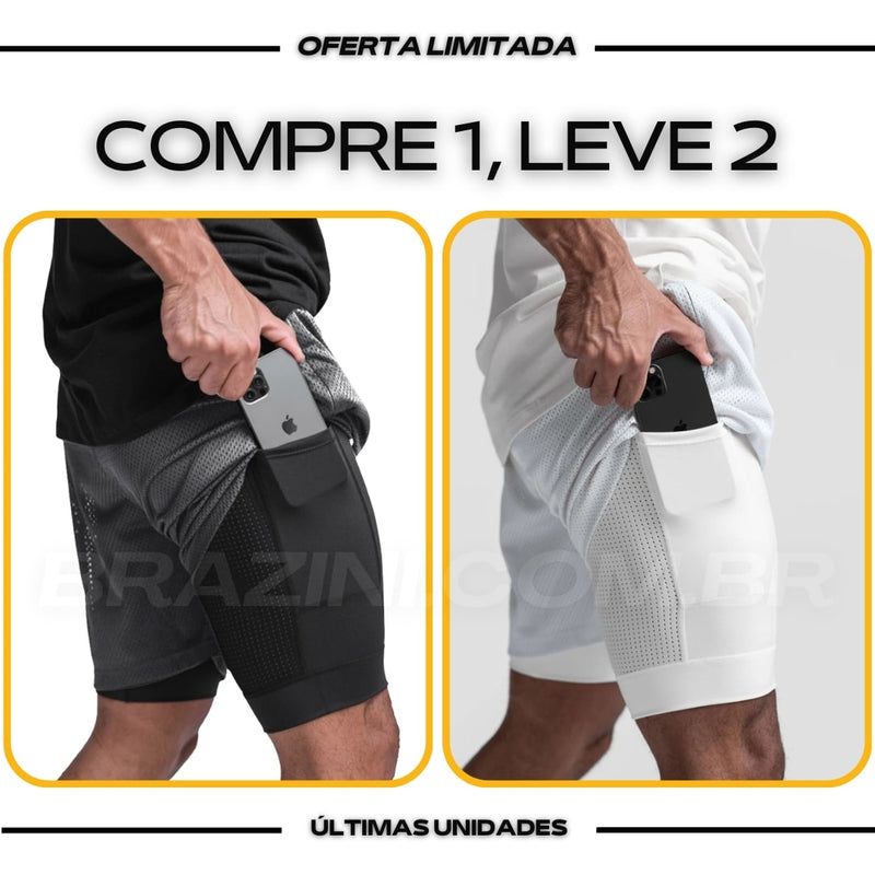 Shorts Dry-Fit™ de Compressão BZN - COMPRE 1 LEVE 2 + Brinde