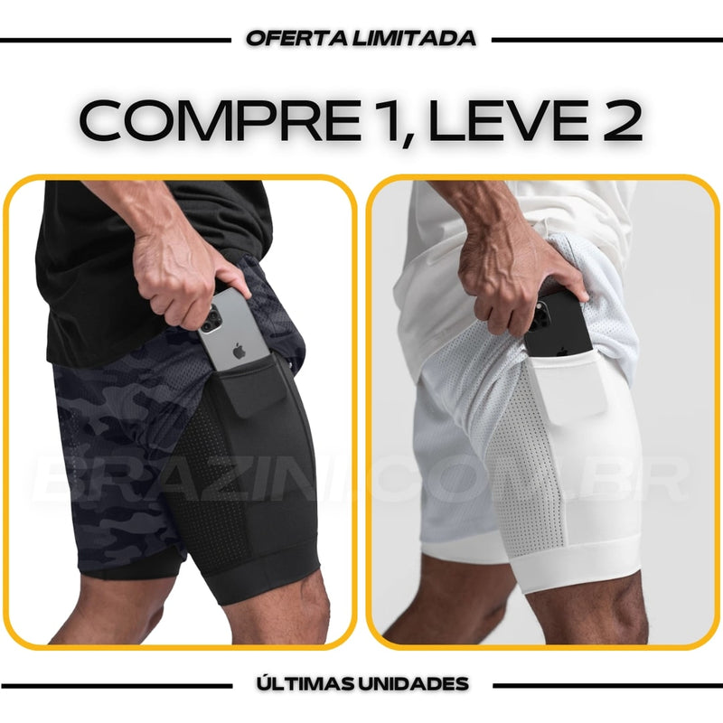 Shorts Dry-Fit™ de Compressão BZN - COMPRE 1 LEVE 2 + Brinde