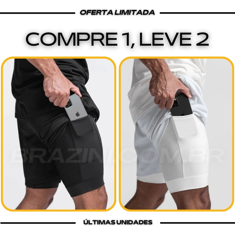 Shorts Dry-Fit™ de Compressão BZN - COMPRE 1 LEVE 2 + Brinde