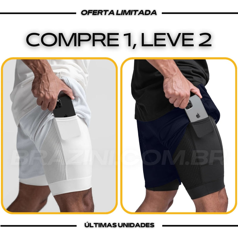 Shorts Dry-Fit™ de Compressão BZN - COMPRE 1 LEVE 2 + Brinde