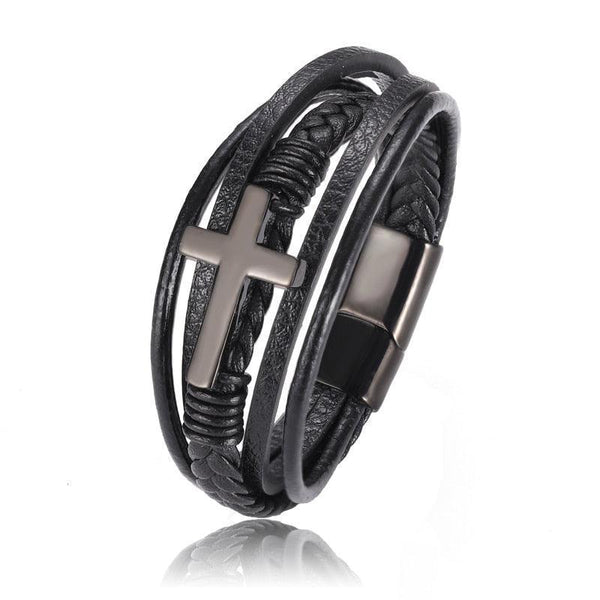 Pulseira de Cruz em Couro - Classic Christ