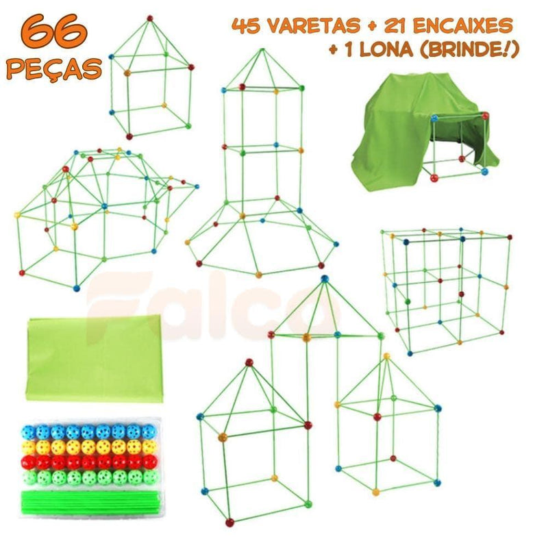 Kit de Construção Cabana Kids + Lona (BRINDE!) + Livro Desenvolvimento Infantil (BRINDE!)