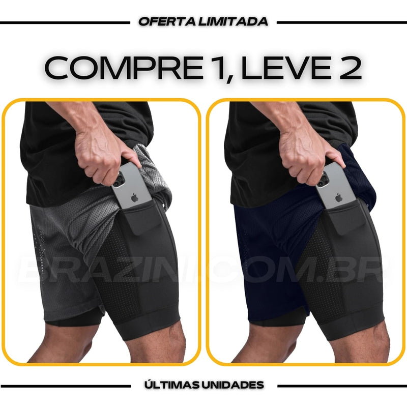 Shorts Dry-Fit™ de Compressão BZN - COMPRE 1 LEVE 2 + Brinde