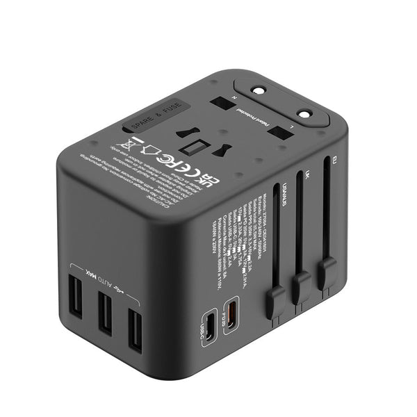 Adaptador de Viagem Universal de Tomadas 3 USB e 2 Type-C