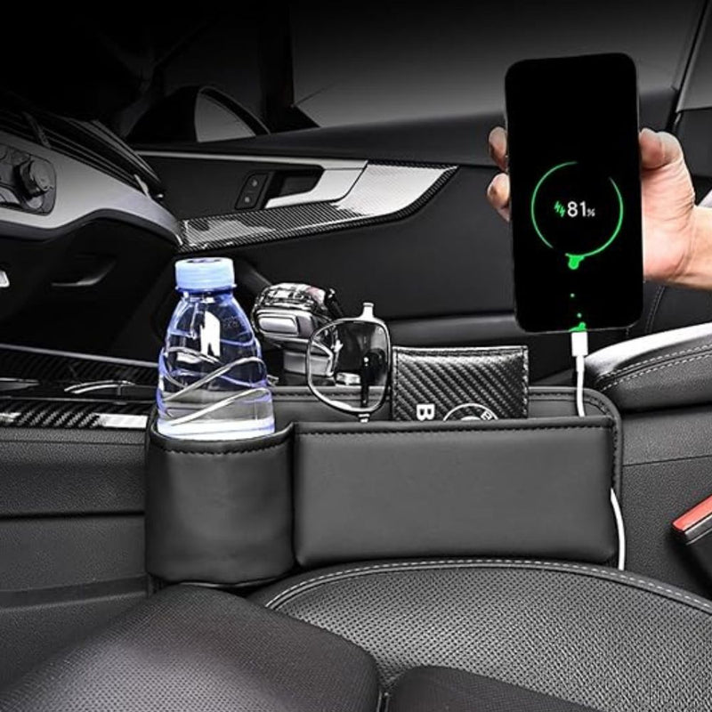 Bolsa Organizadora de Couro para Carro com Suporte