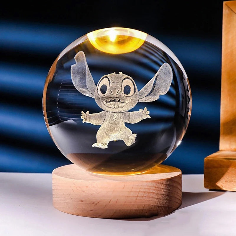 Luminária Stitch 3D LED de Cristal