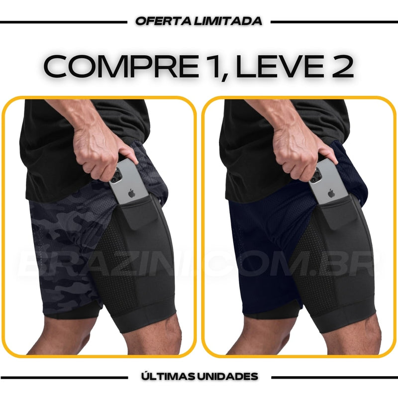 Shorts Dry-Fit™ de Compressão BZN - COMPRE 1 LEVE 2 + Brinde