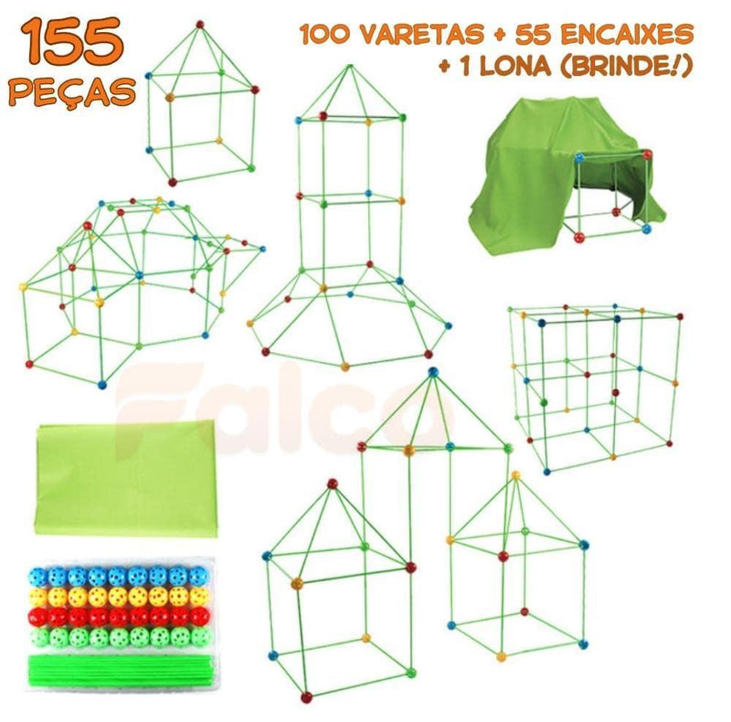 Kit de Construção Cabana Kids + Lona (BRINDE!) + Livro Desenvolvimento Infantil (BRINDE!)