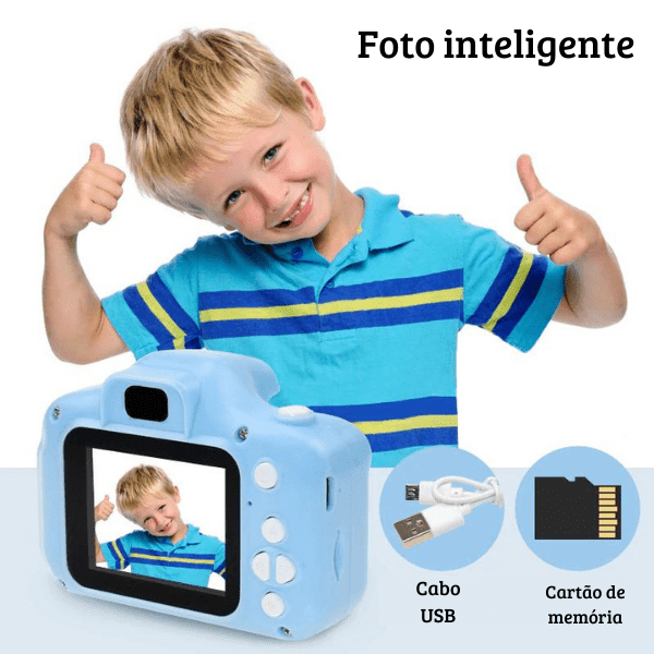 Câmera Digital Infantil 3 em 1 • Cam Kids© (Foto, Vídeo e Jogos ) + Cartão de Memória 32gb (BRINDE!)