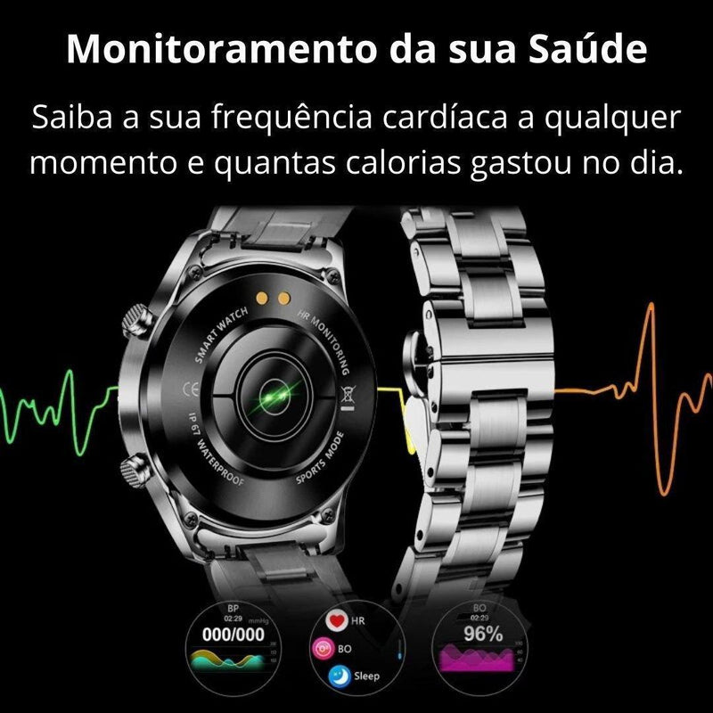 Smartwatch de Luxo - Elite Chrono + Brinde Pulseira Silicone
