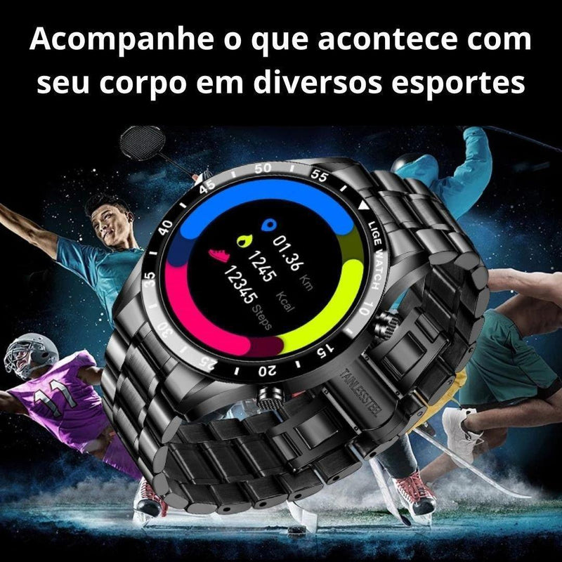 Smartwatch de Luxo - Elite Chrono + Brinde Pulseira Silicone