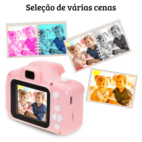 Câmera Digital Infantil 3 em 1 • Cam Kids© (Foto, Vídeo e Jogos ) + Cartão de Memória 32gb (BRINDE!)