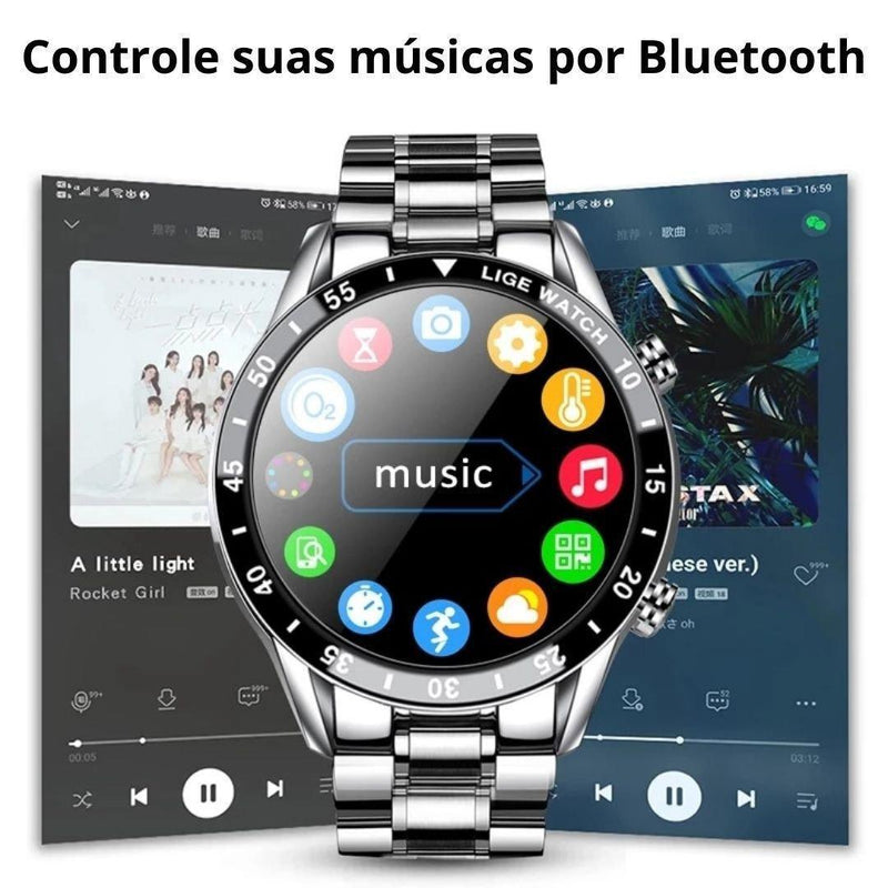 Smartwatch de Luxo - Elite Chrono + Brinde Pulseira Silicone