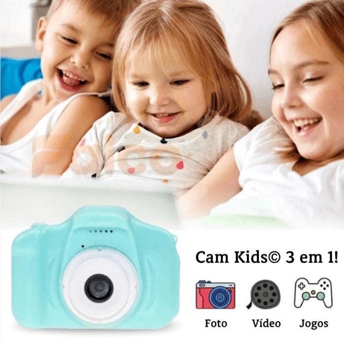 Câmera Digital Infantil 3 em 1 • Cam Kids© (Foto, Vídeo e Jogos ) + Cartão de Memória 32gb (BRINDE!)