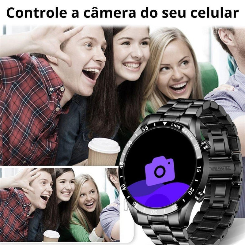 Smartwatch de Luxo - Elite Chrono + Brinde Pulseira Silicone