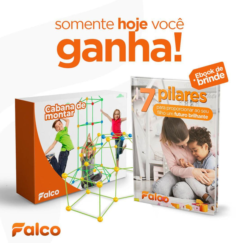 Kit de Construção Cabana Kids + Lona (BRINDE!) + Livro Desenvolvimento Infantil (BRINDE!)