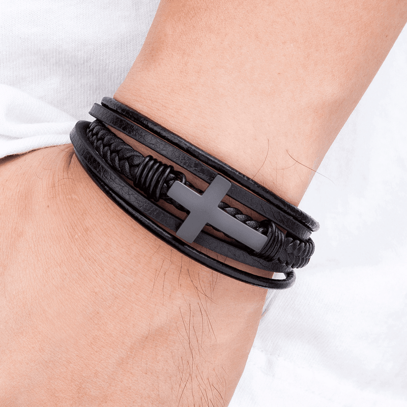 Pulseira de Cruz em Couro - Classic Christ