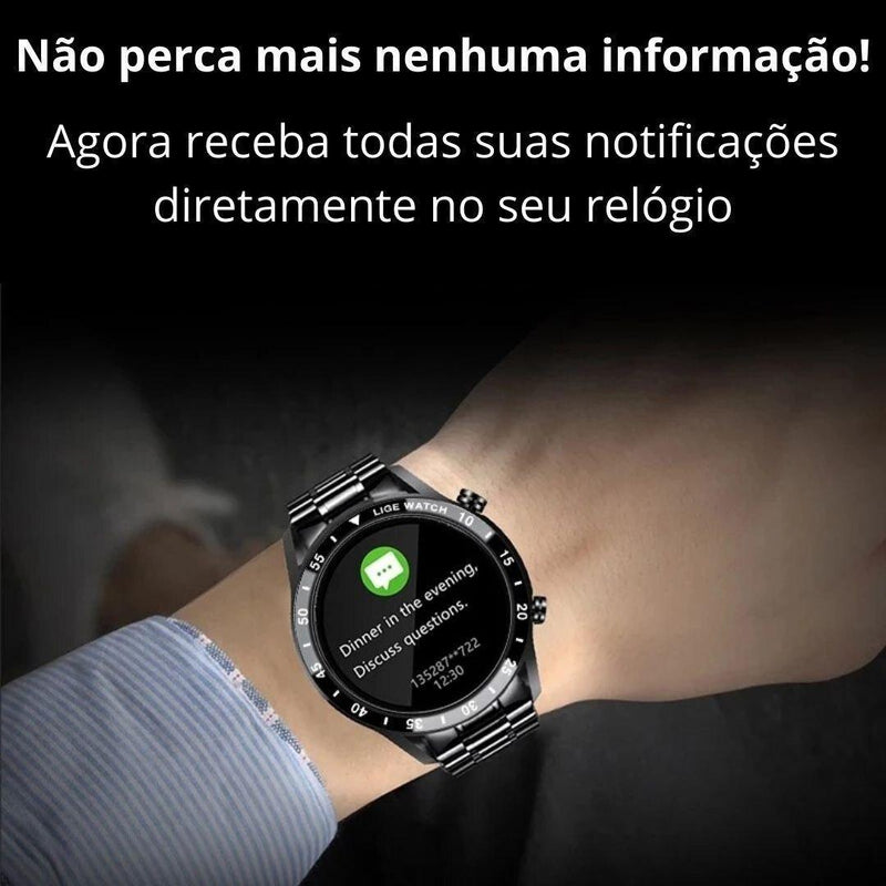 Smartwatch de Luxo - Elite Chrono + Brinde Pulseira Silicone