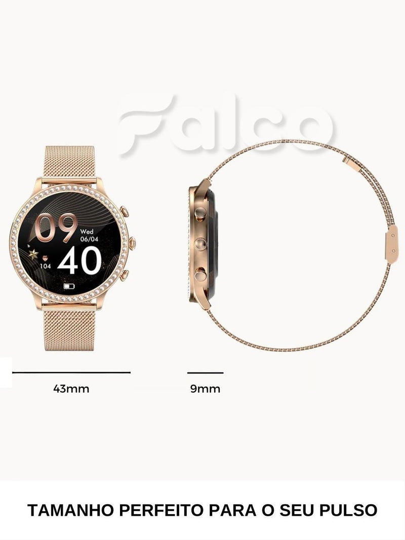 Smartwatch Feminino Cristal PRO + 2ª Pulseira (BRINDE!)