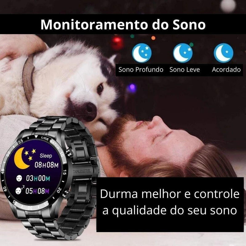 Smartwatch de Luxo - Elite Chrono + Brinde Pulseira Silicone